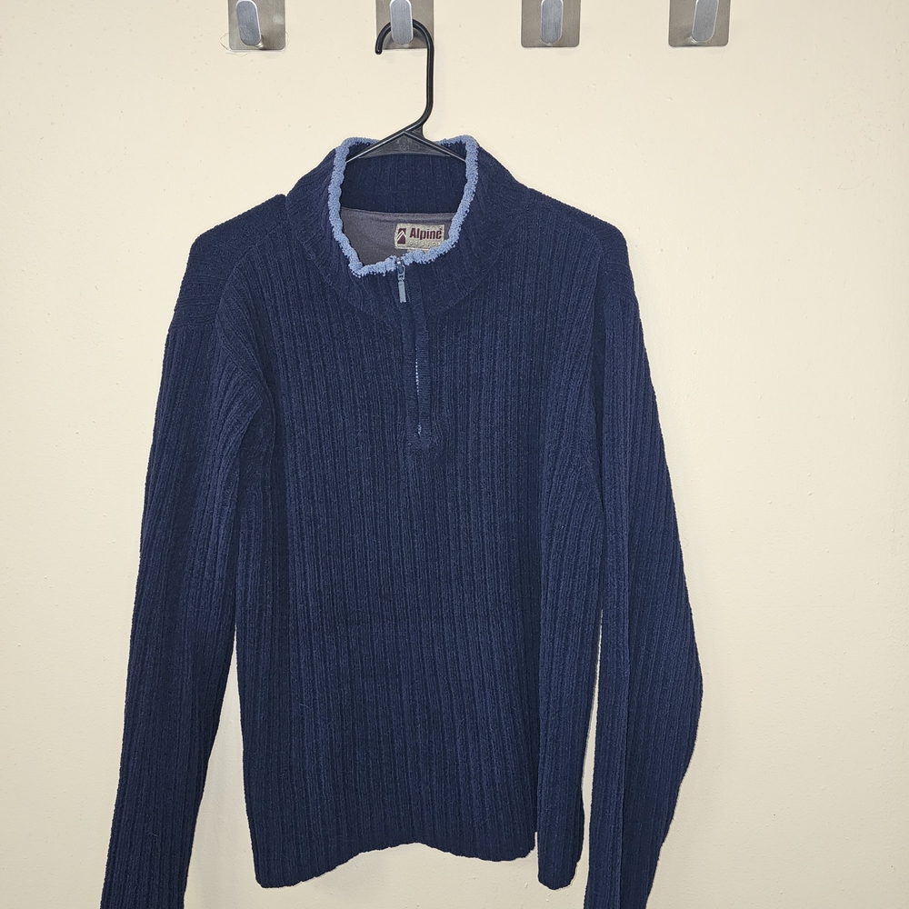 Alpine Design Men’s Fleece Pullover Quarter Zip Navy Blue Size M